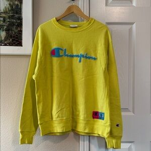 Champion Retro Men's Crewneck Sweater in Bright Yellow